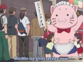 Anime kochanie klejone podczas dający za wielki robienie loda