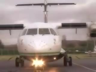 Super air hostess sucking pilots big cock