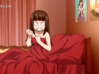 3d hentai meisje krijgt poesje geneukt onder het rokje in bed
