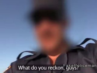 Fake cop with huge dick fucks babe on the beach
