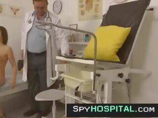 Charming eighteen checked by old gyno medico hidden cam