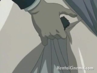 Insatiable animen temptress få succulent muff finger och dildoed vovve ställning